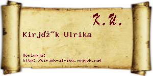 Kirják Ulrika névjegykártya